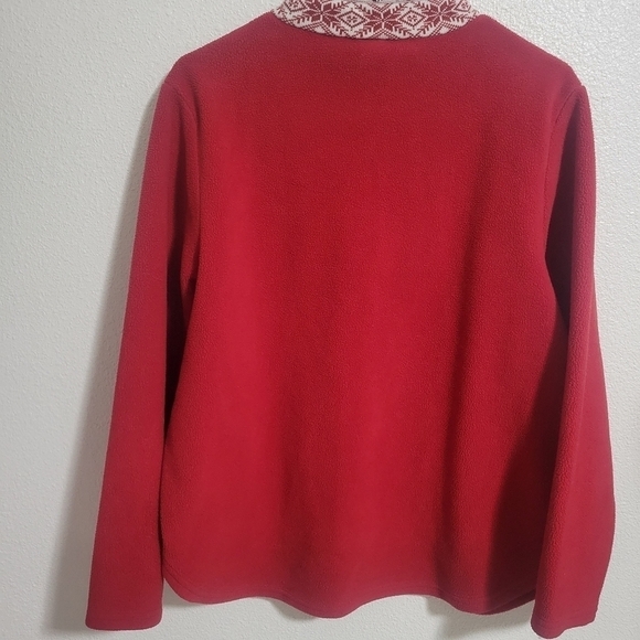 LL Bean Libean Red Fleece Quartier Zip Sweater size Regular Medium - Picture 9 of 10